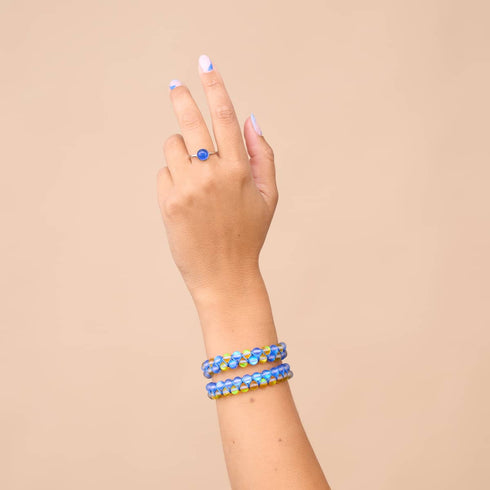 Nuit étoilée II | Aide ukrainienne | Bracelet de perles de verre double sirène